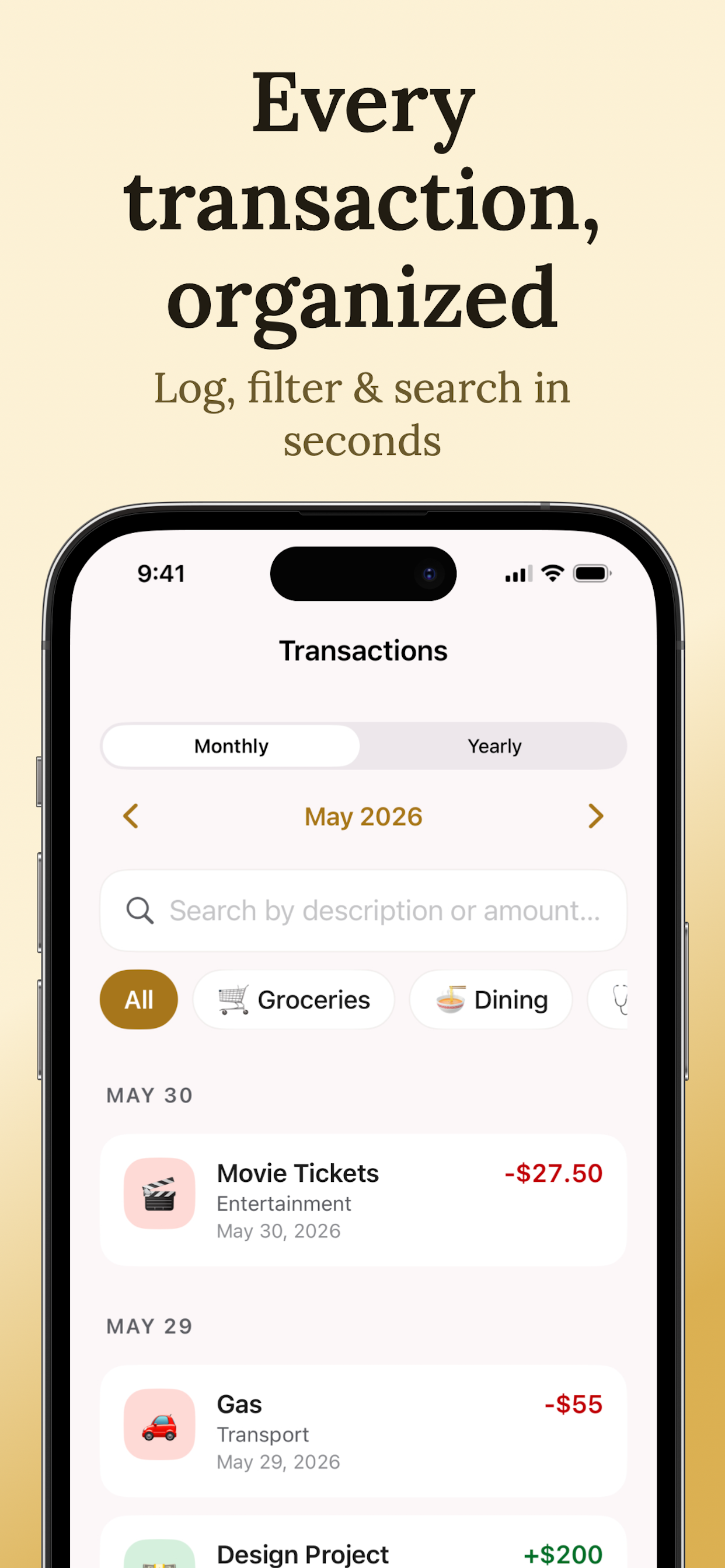 Every transaction, organized